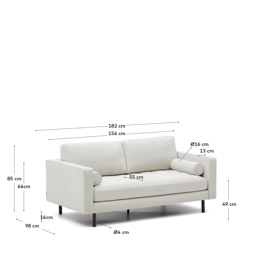 Debra 2-seater sofa in pearl chenille and legs with wenge finish, 182 cm FSC Mix Credit