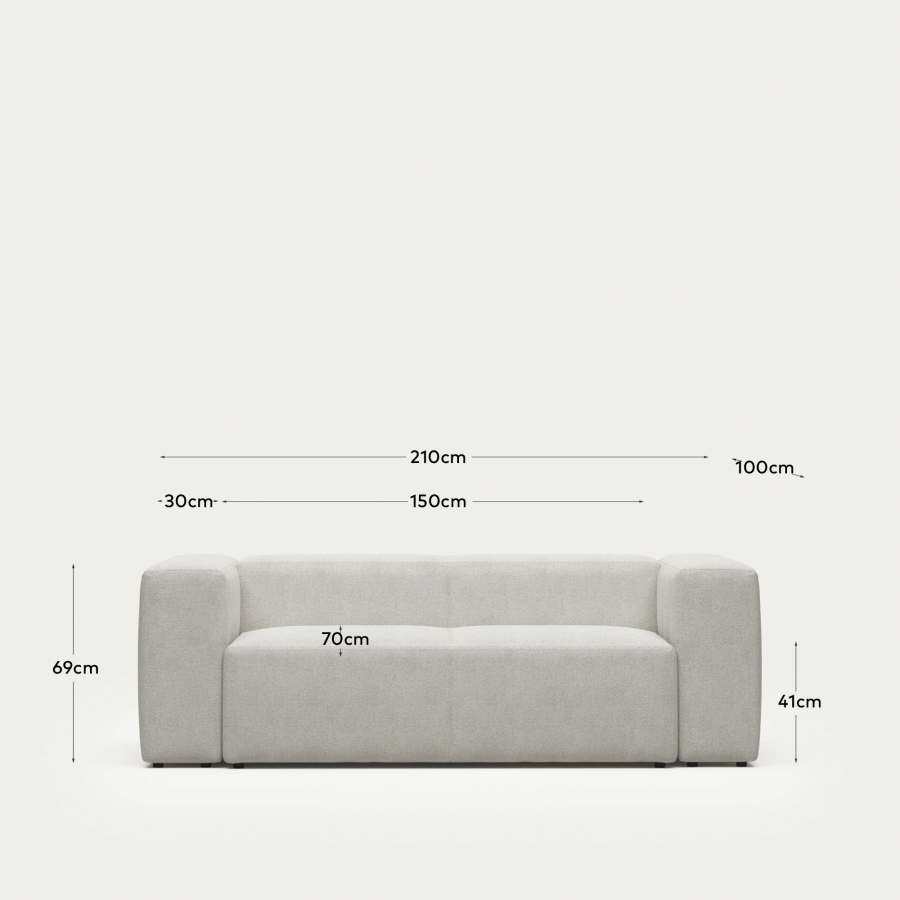 Blok fire-retardant white bouclé 2-seater sofa 210cm FSC Mix Credit