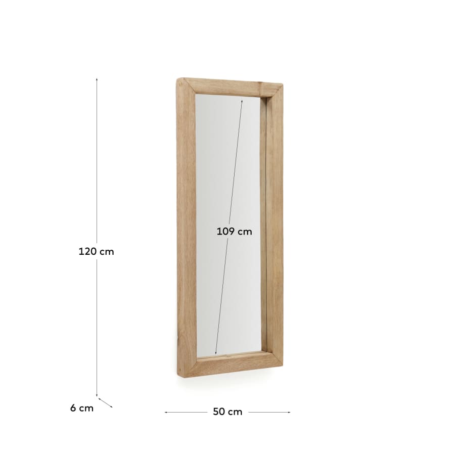Maden wooden mirror with a natural finish 50 x 120 cm
