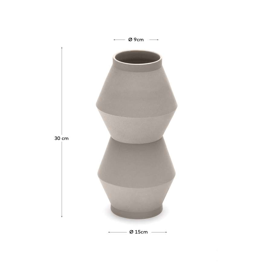 Peratallada ceramic vase in beige, 30 cm