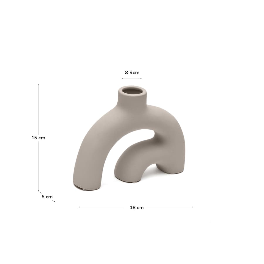 Llafranc ceramic vase in beige, 15 cm