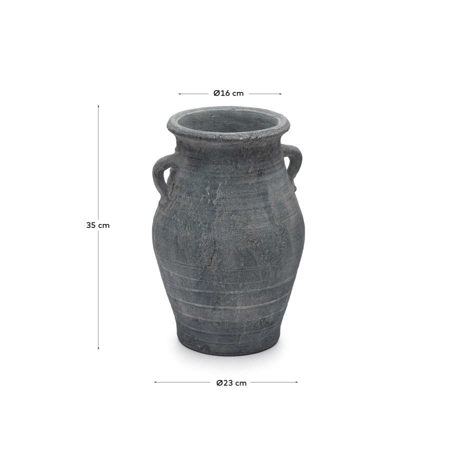 Blanes terracotta vase in blue, 35 cm