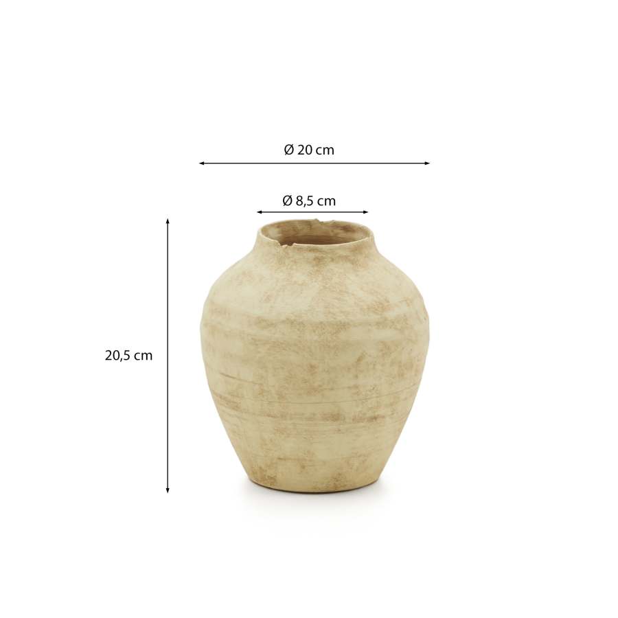 Silbet beige ceramic vase, 19 cm