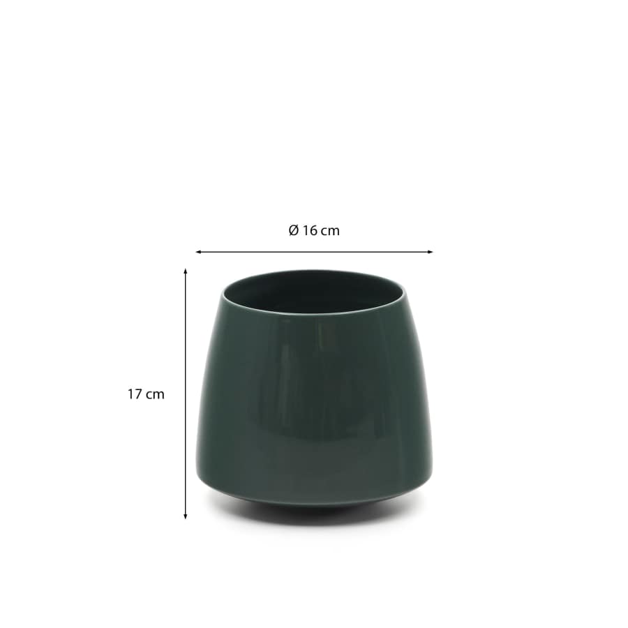 Sibla green ceramic vase, 16 cm