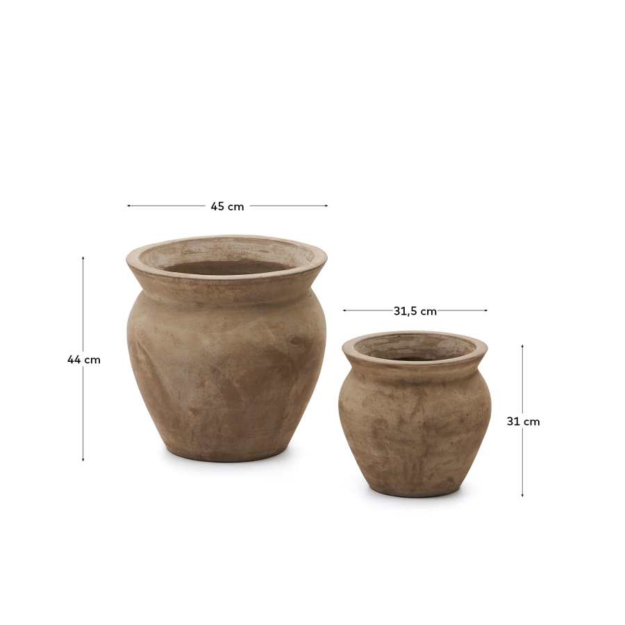 Binidali set of 2 terracotta planters with natural finish Ø 45 / 31.5 cm