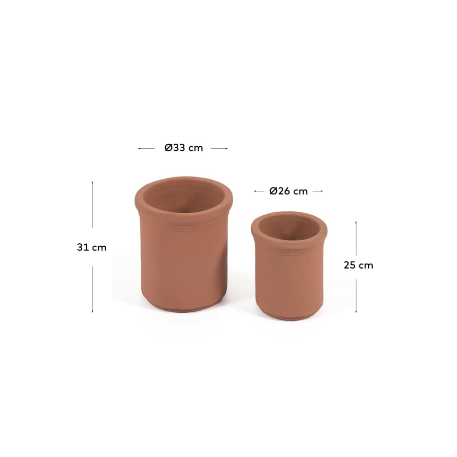 Ensemble Tarcila de 2 cache-pots en terre cuite Ø 26 cm / Ø 33 cm