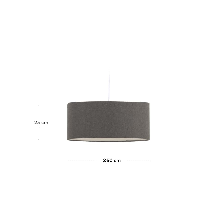 Nazli large linen ceiling light shade with grey finish Ø 50 cm
