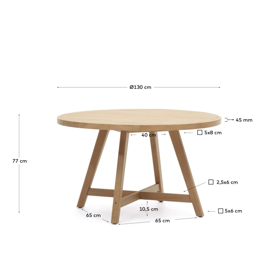 Urgell 100% outdoor ronde tafel in massief eucalyptushout Ø 130 cm FSC