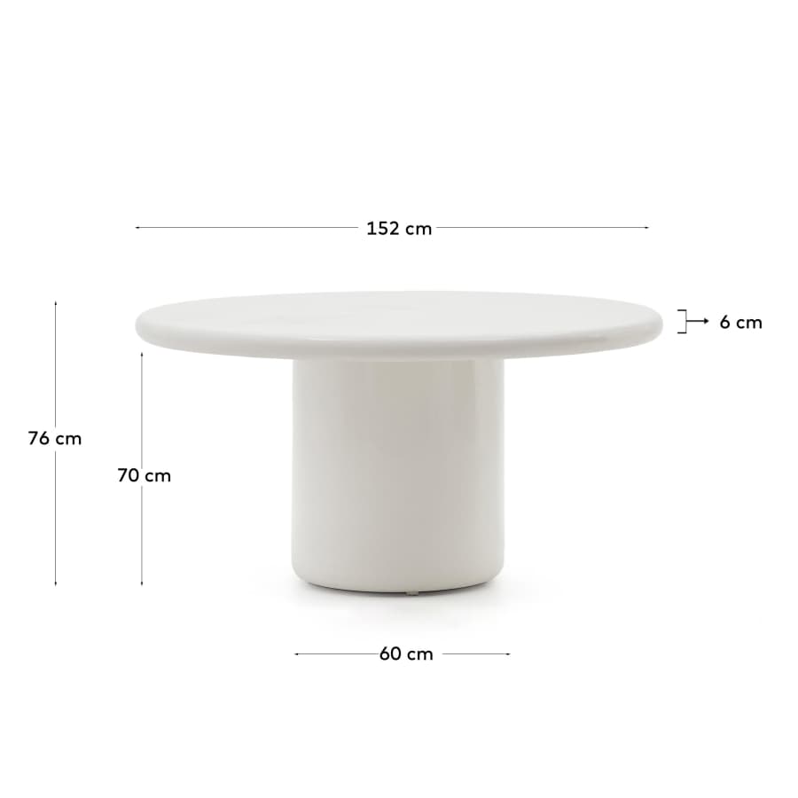 Canaret round cement table in a glossy white finish Ø 152 cm