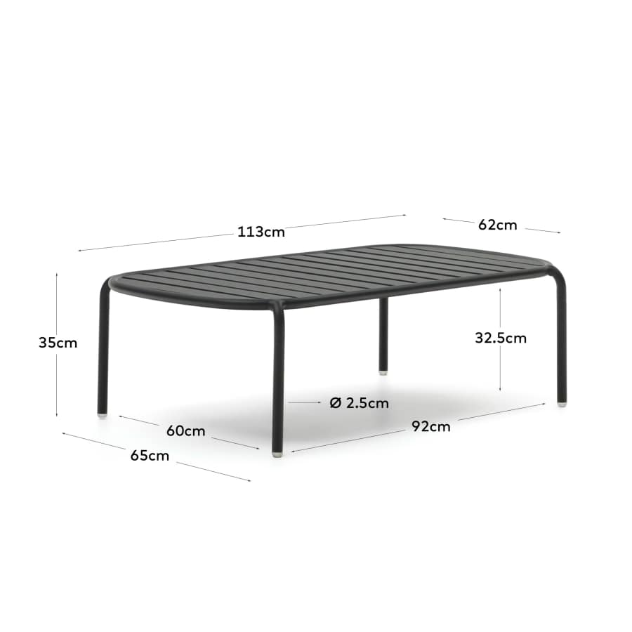 Joncols outdoor aluminium coffee table with powder coated grey finish, Ø 110 x 62 cm