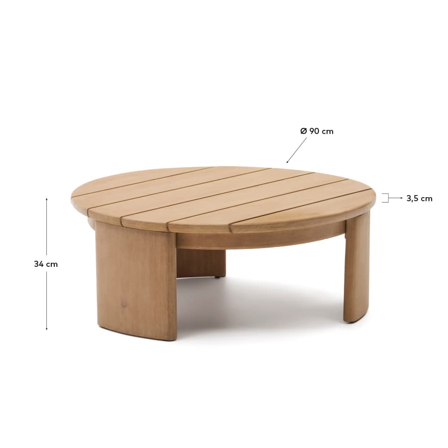 Xoriguer coffee table in solid eucalyptus wood Ø90 cm FSC 100%