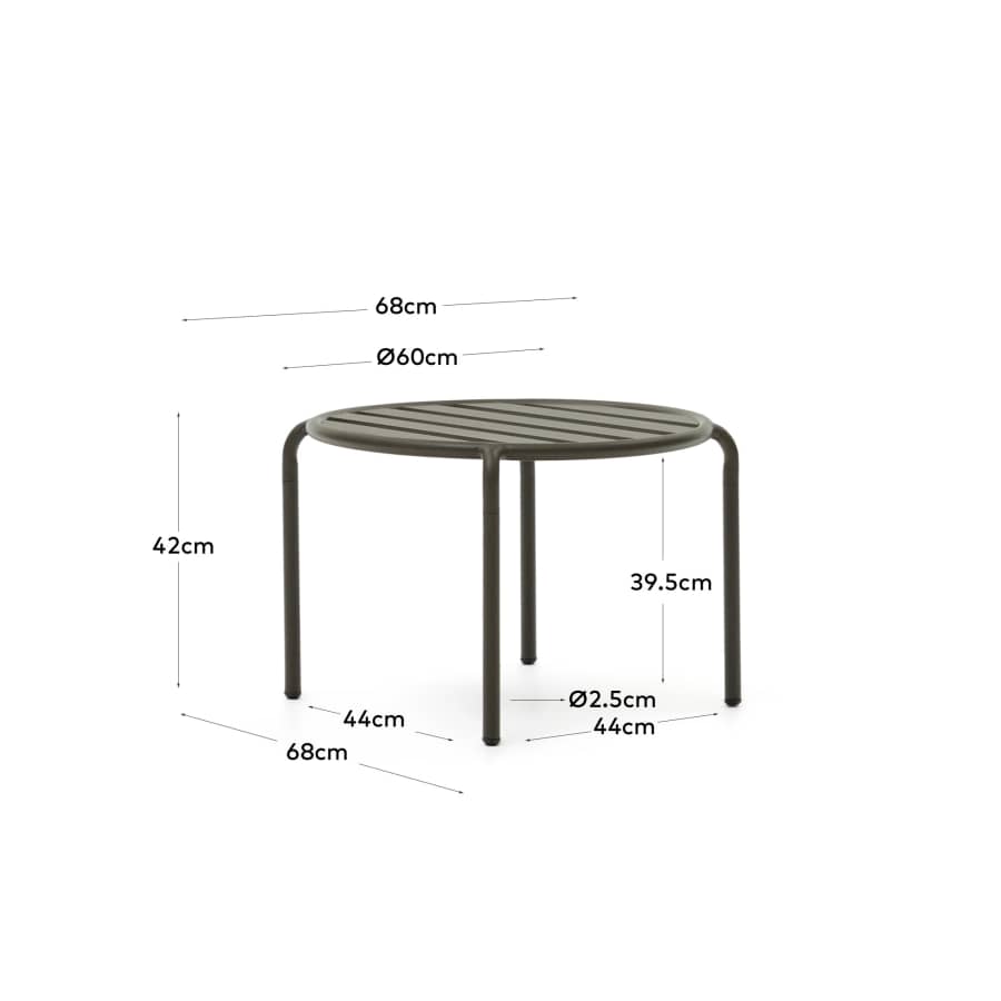 Joncols outdoor aluminium side table with powder coated green finish, Ø 60 cm