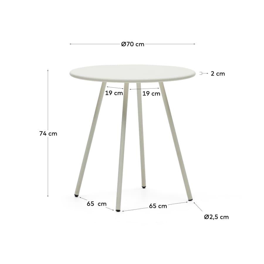 Table ronde de jardin Montjoi en acier finition blanche Ø 70 cm