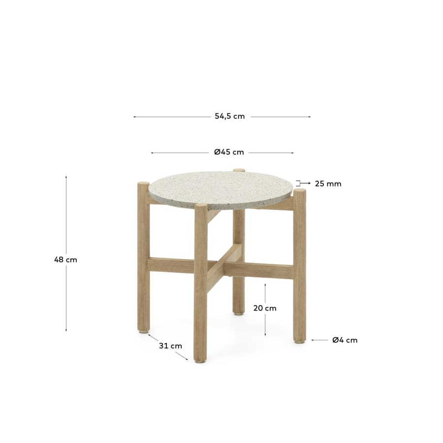 Table d'appoint Pola en ciment et bois d'eucalyptus Ø 50 cm FSC