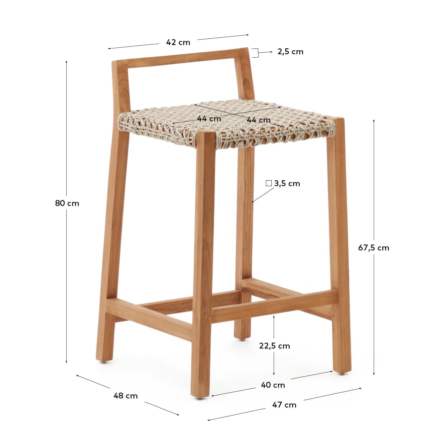 Giverola solid teak wood stool, 67,5 cm