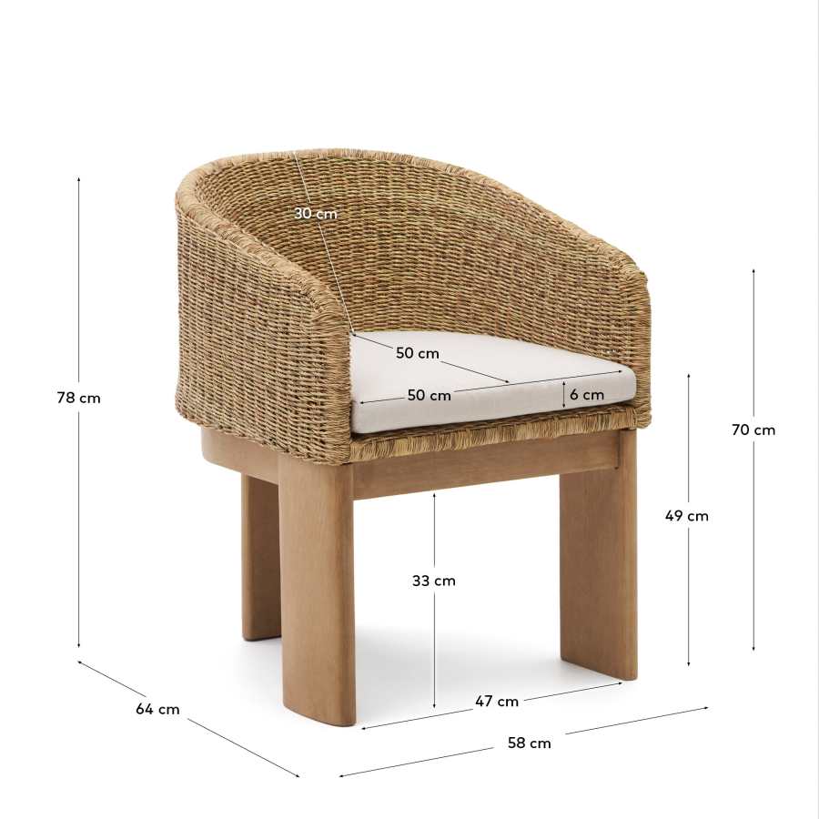 Xoriguer chair in synthetic rattan and solid eucalyptus wood FSC 100%