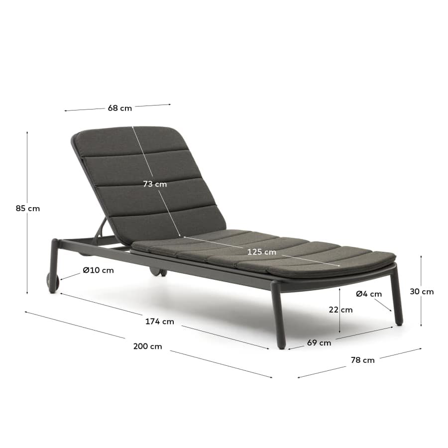 Marcona aluminium sun lounger in a black paint finish