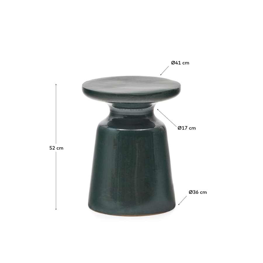 Mesquida outdoor side table made of ceramic with glazed green finish Ø 39 cm