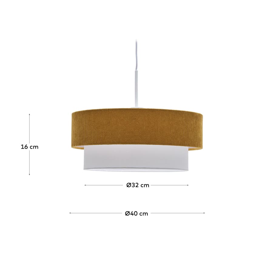 Bianella ceiling lamp in cotton and mustard corduroy, Ø 40 cm