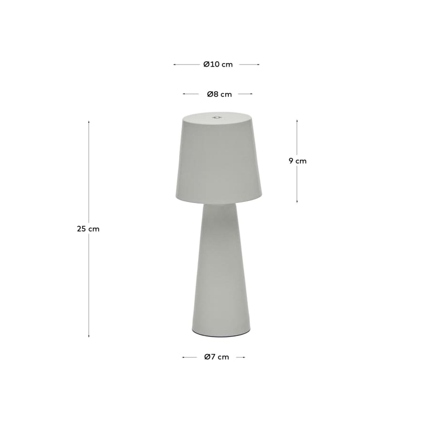 Lampe de table petit format Arenys en métal peint gris prise