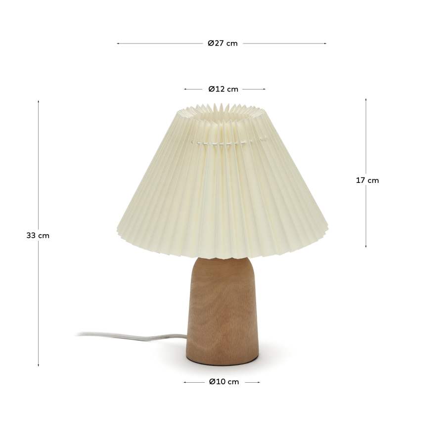 Lampe de table Benicarlo en bois finition naturelle et beige