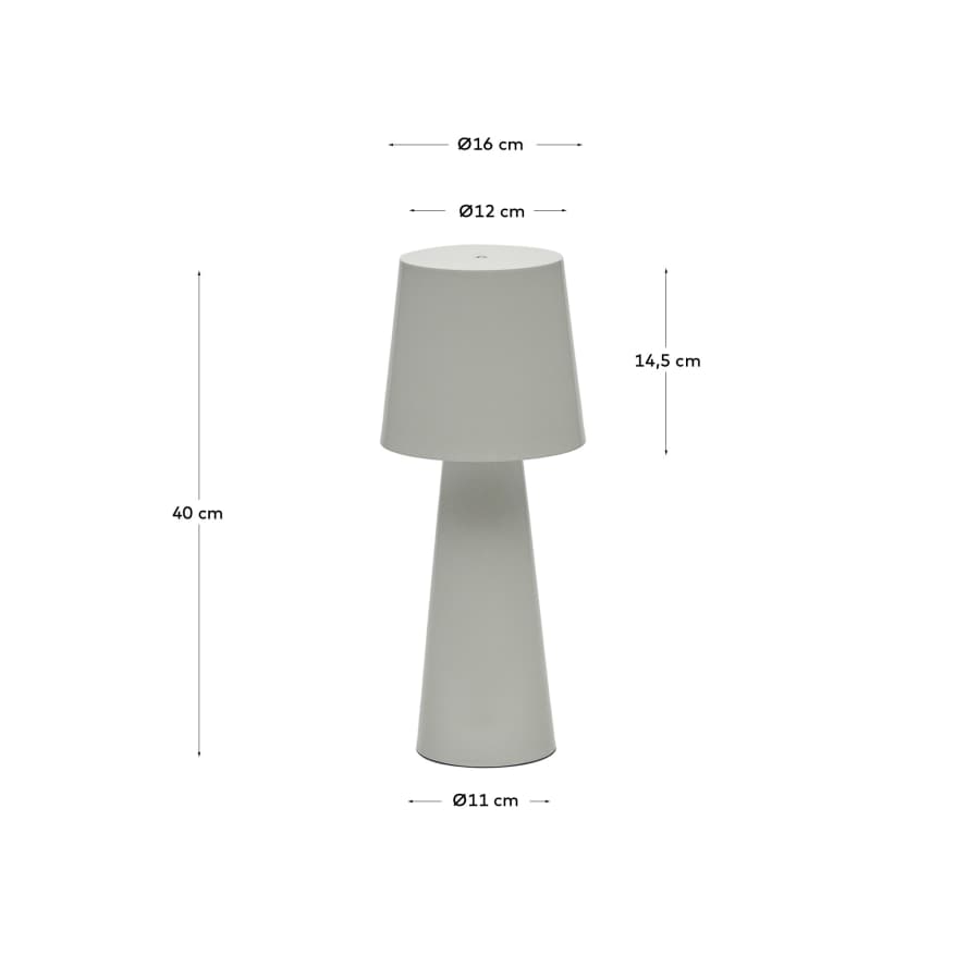 Lampe de table grand format Arenys en métal peint gris