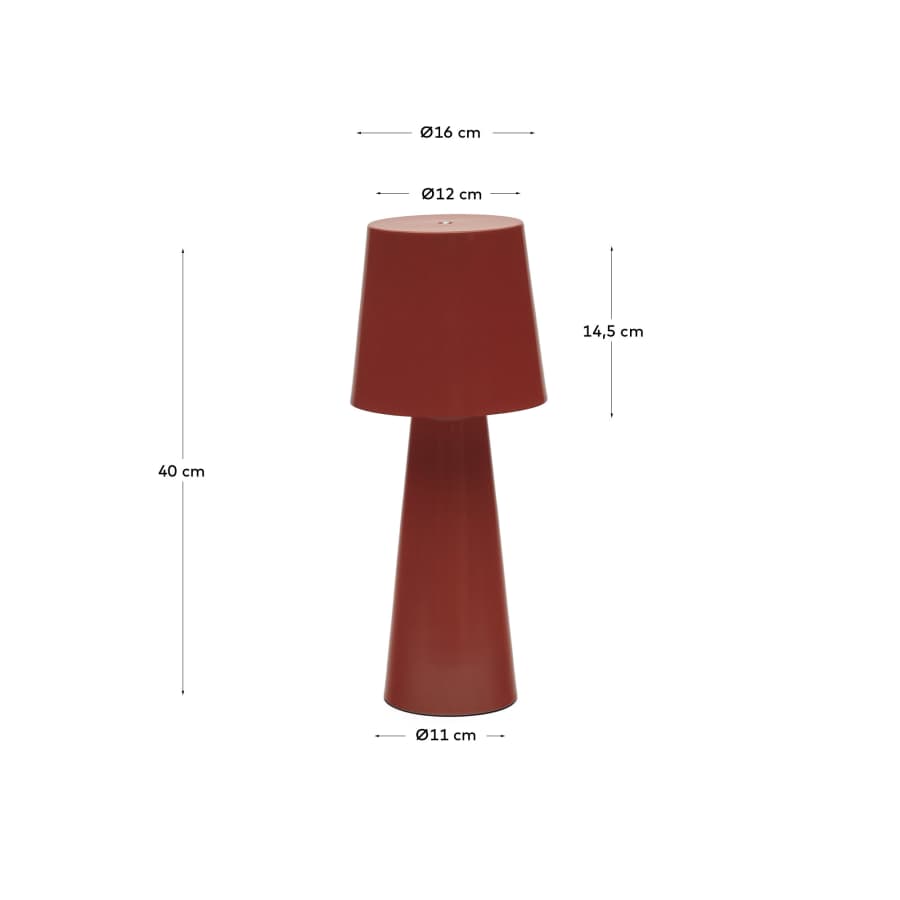 Lampe de table grand format Arenys en métal peint rouge