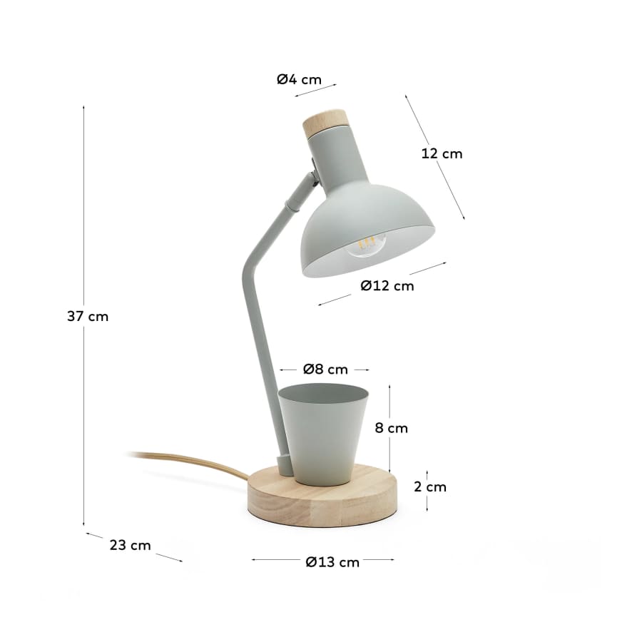 Katia desk lamp in wood and green metal