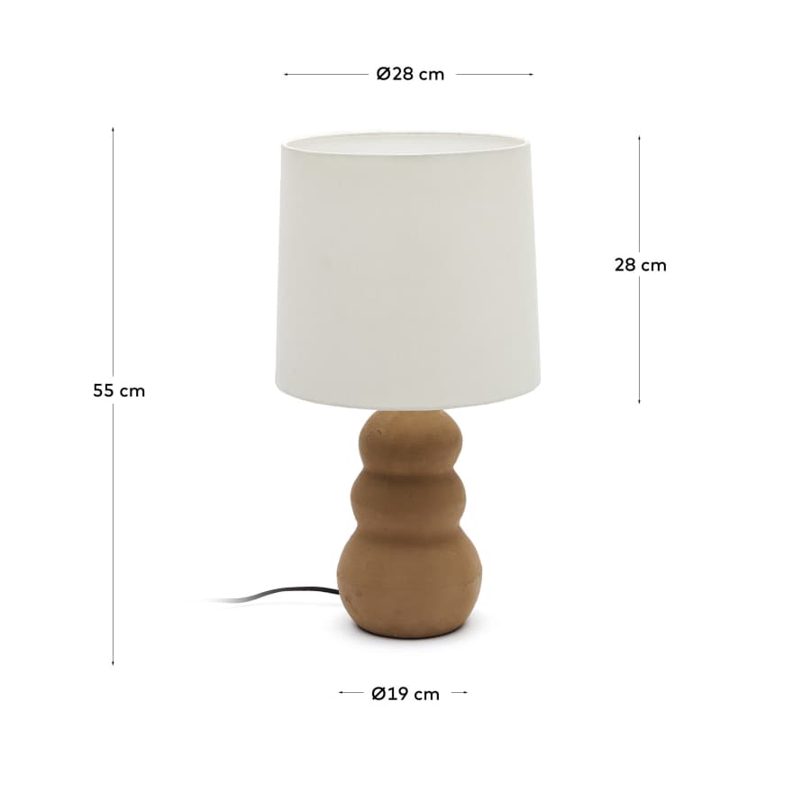 Lámpara de mesa Madsen de terracota y pantalla blanca UK adapter