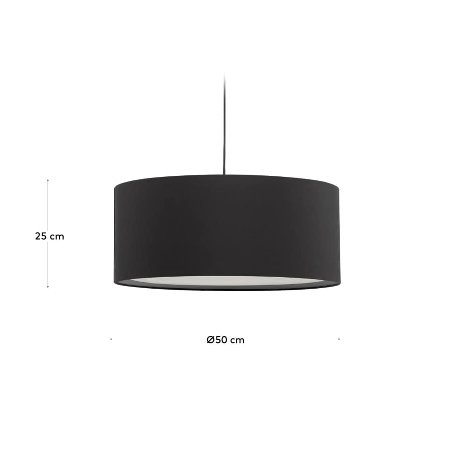 Abat-jour pour suspension Santana noir avec diffuseur blanc Ø 50 cm