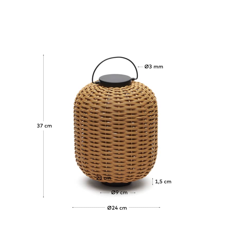 Saranella portable table lamp in brown faux rattan