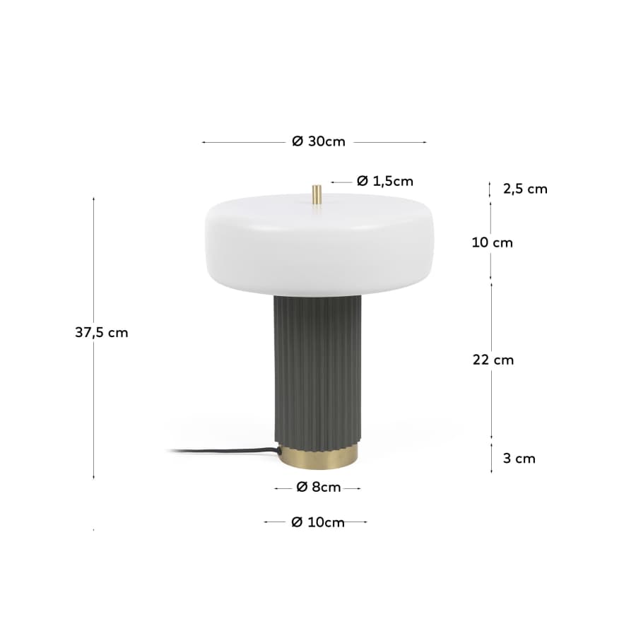 Serenella table lamp in metal with white and green painted finish UK adapter