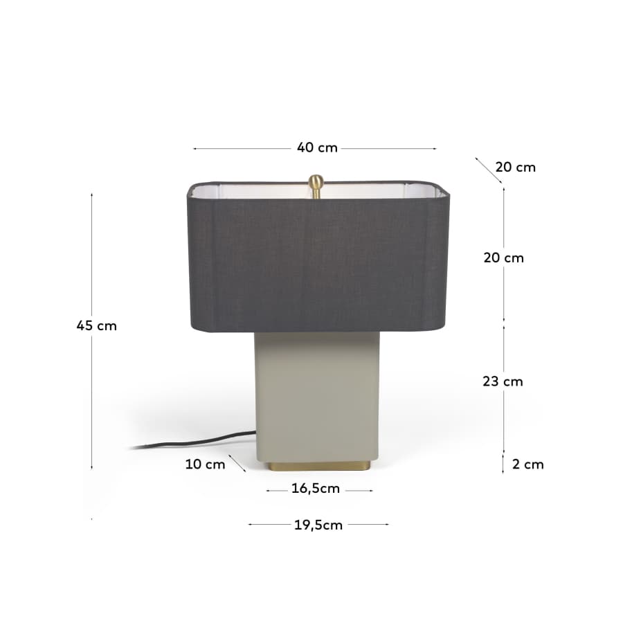Clelia table lamp in metal with beige and dark grey painted finish UK adapter