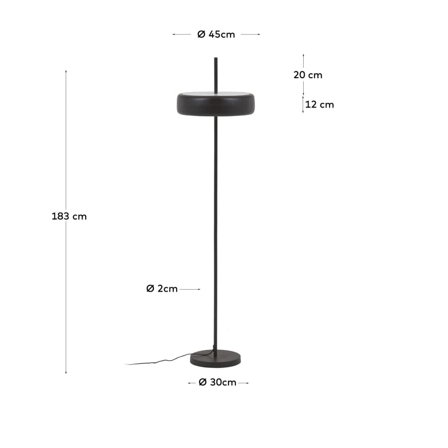 Francisca floor lamp in metal with a glass and black finish UK adapter