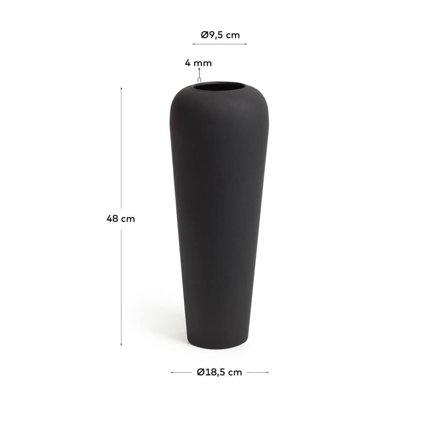 Vase grand format Walter en métal noir 48 cm