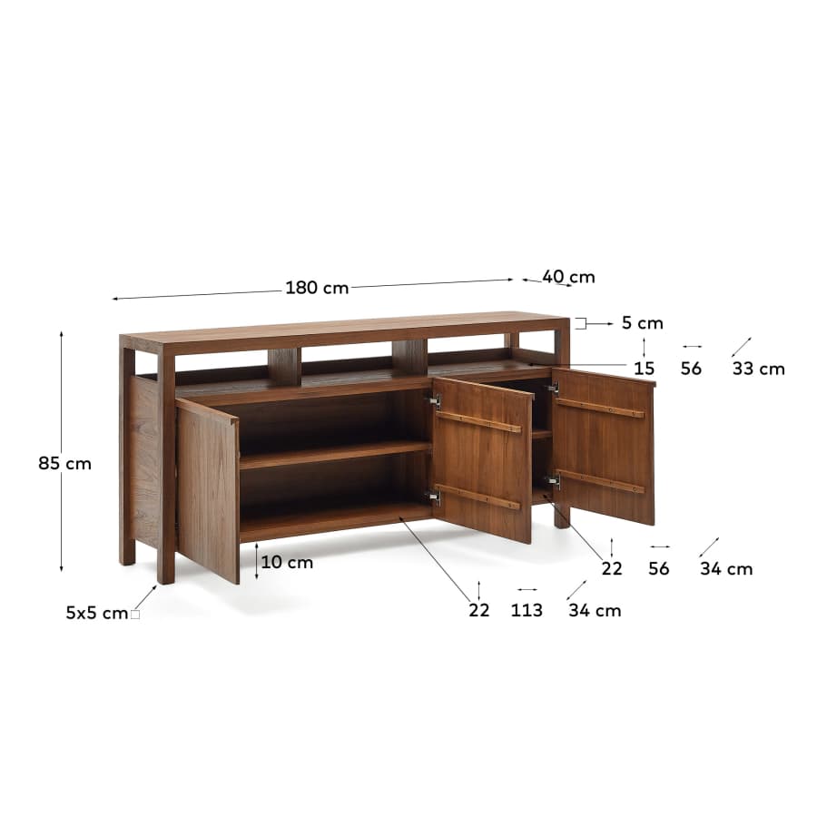 Credenza Sashi in legno massiccio di teak 180 x 85 cm