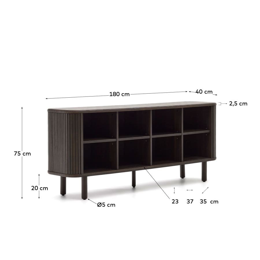 Mailen Sideboard 2 Türen aus Eschenfurnier mit dunklem Finish 180 x 75 cm