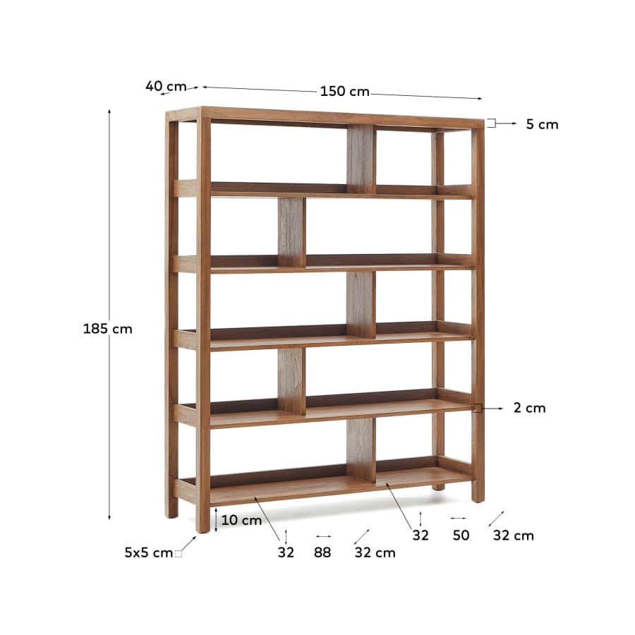 Sashi shelving unit made in solid teak wood 150 x 185 cm