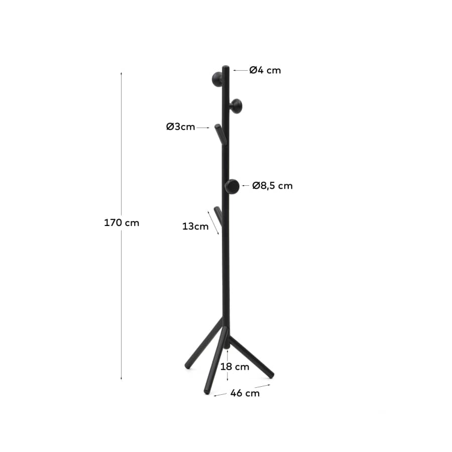 Nadue-kapstok van massief beukenhouten met zwarte afwerking 163 cm