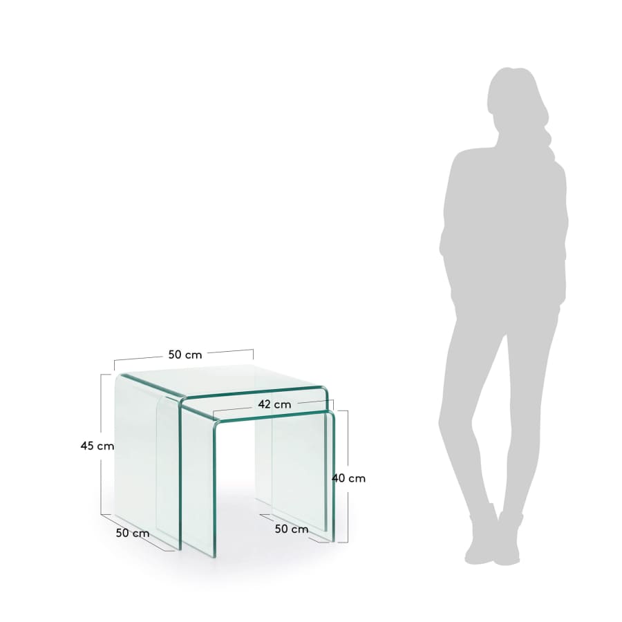 Ensemble Burano de 2 tables gigognes en verre