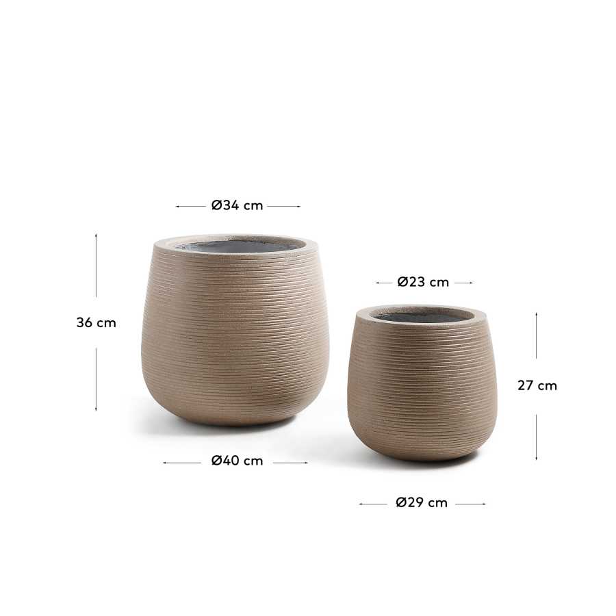 Loa set of 2 planters brown Ø 40 cm / Ø 29 cm