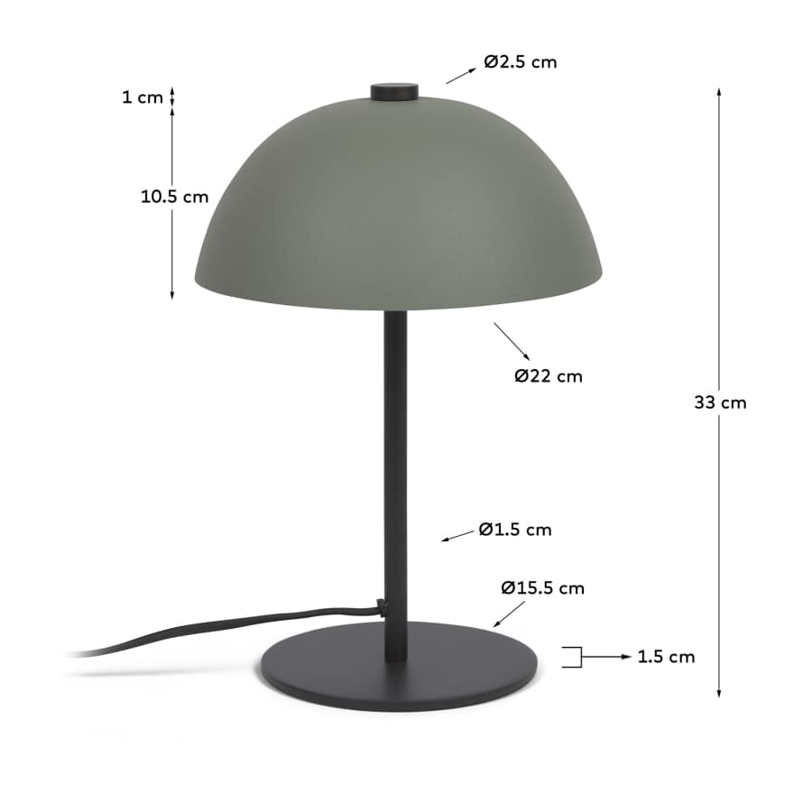 Aleyla table lamp in metal with green finish UK adapter