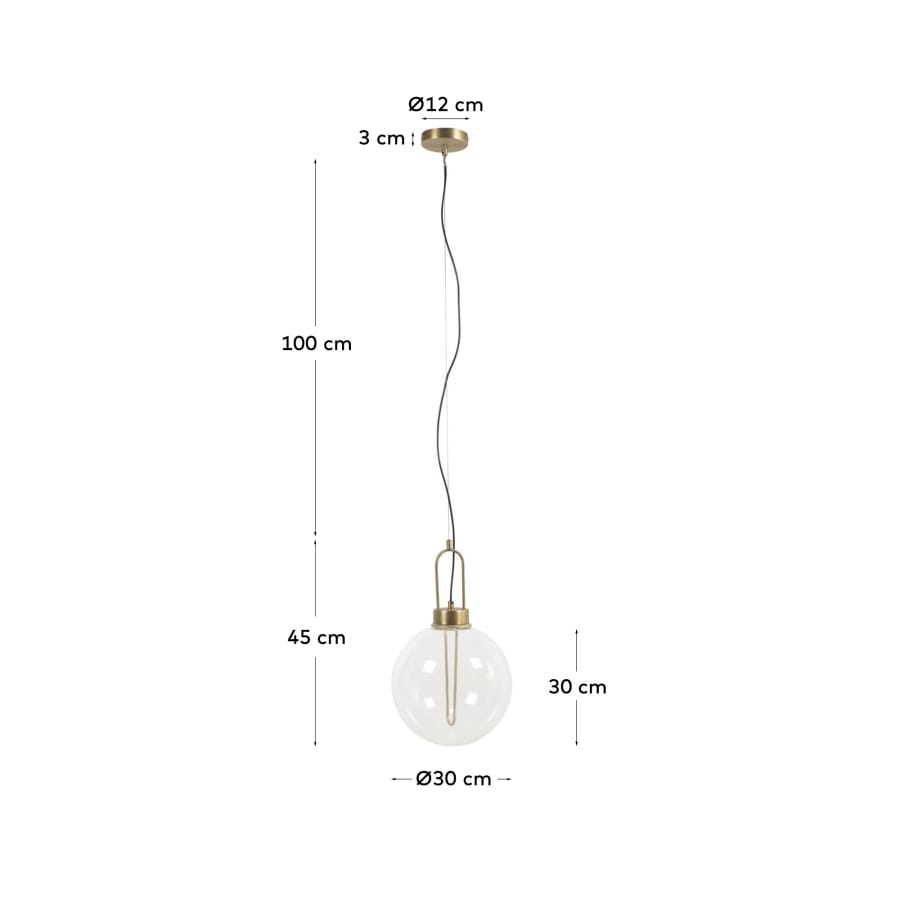 Edelweiss ceiling light in glass and metal with brass finish
