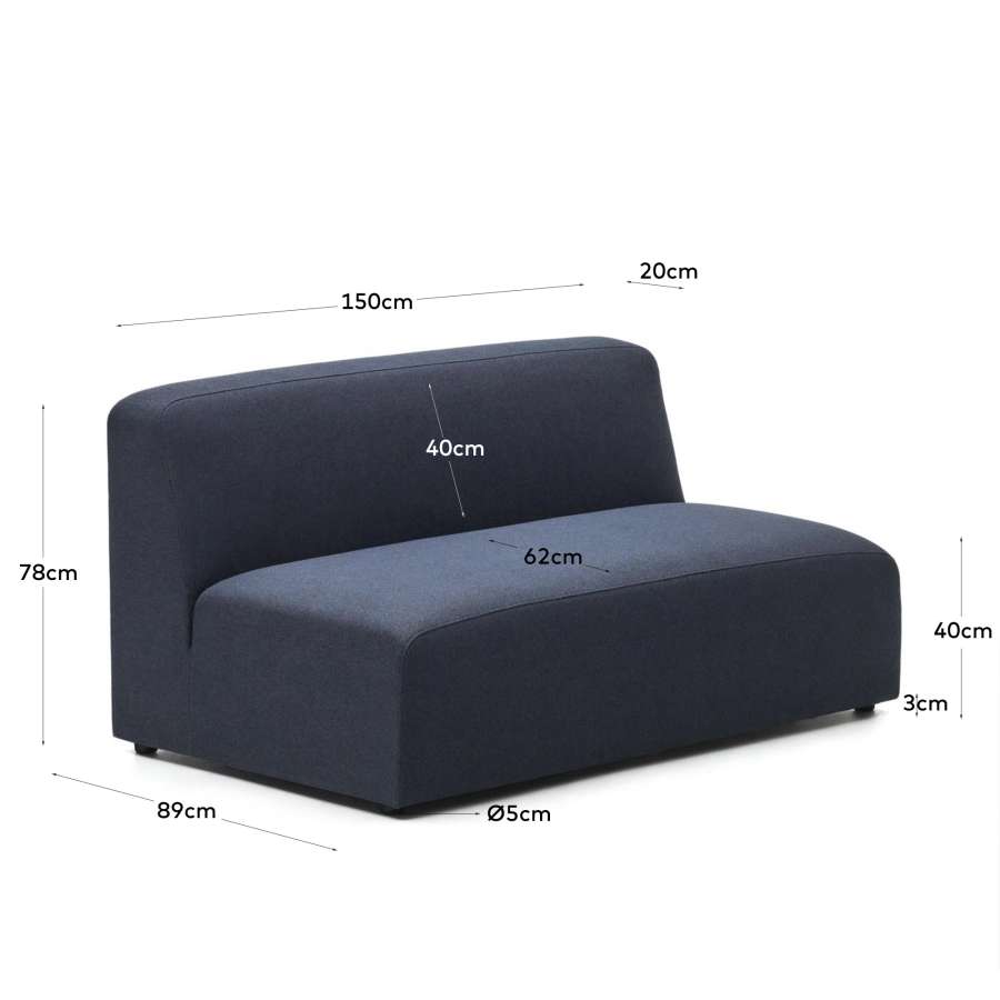 2 seater sofa module in blue, 150 cm FSC Mix Credit