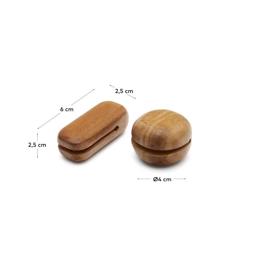 Xena set of 2 solid acacia wood clips for closing bags
