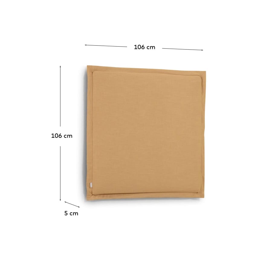 Capçal desenfundable Tanit de lli mostassa per a llit de fins a 90 cm