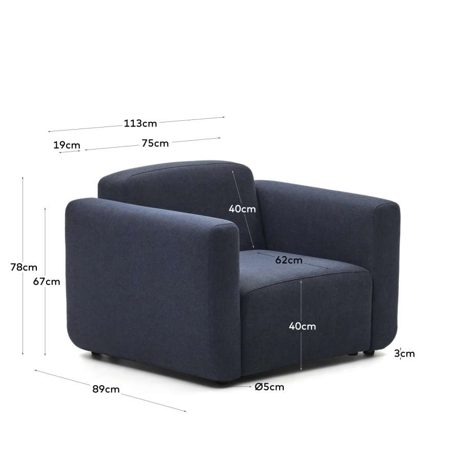 Neom modular armchair in blue FSC Mix Credit
