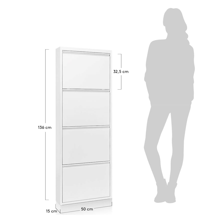 Shoe rack Ode 50 x 136 cm 4 doors white