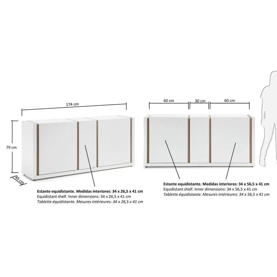 DE Sideboard 174 x 79 cm, weiss