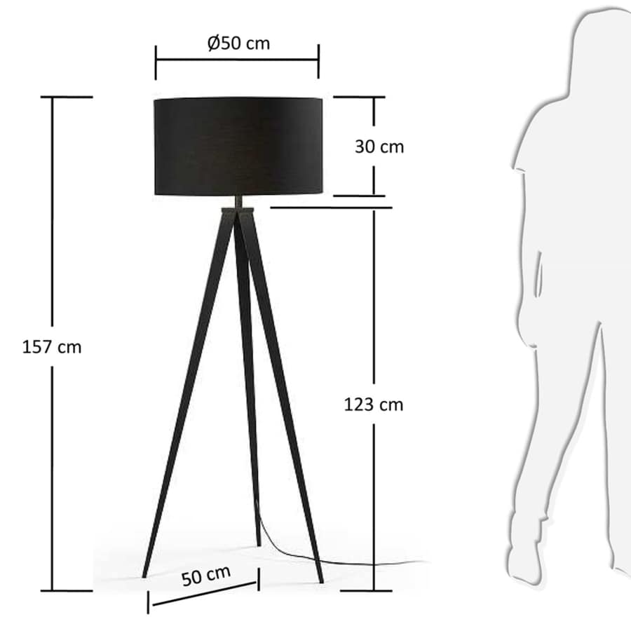 Iguazu floor lamp in steel with black finish UK adapter